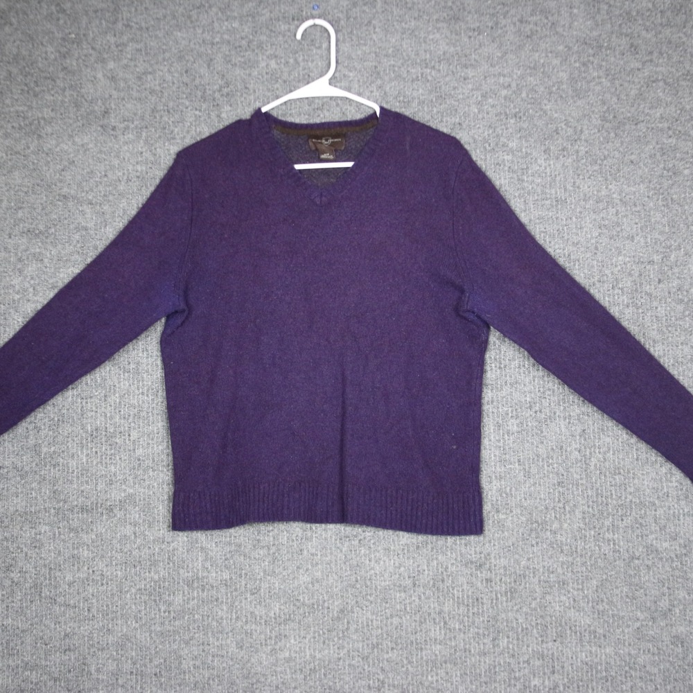 BLACK BROWN 1826‎ Purple V Neck Sweater Elbow Patches Women M